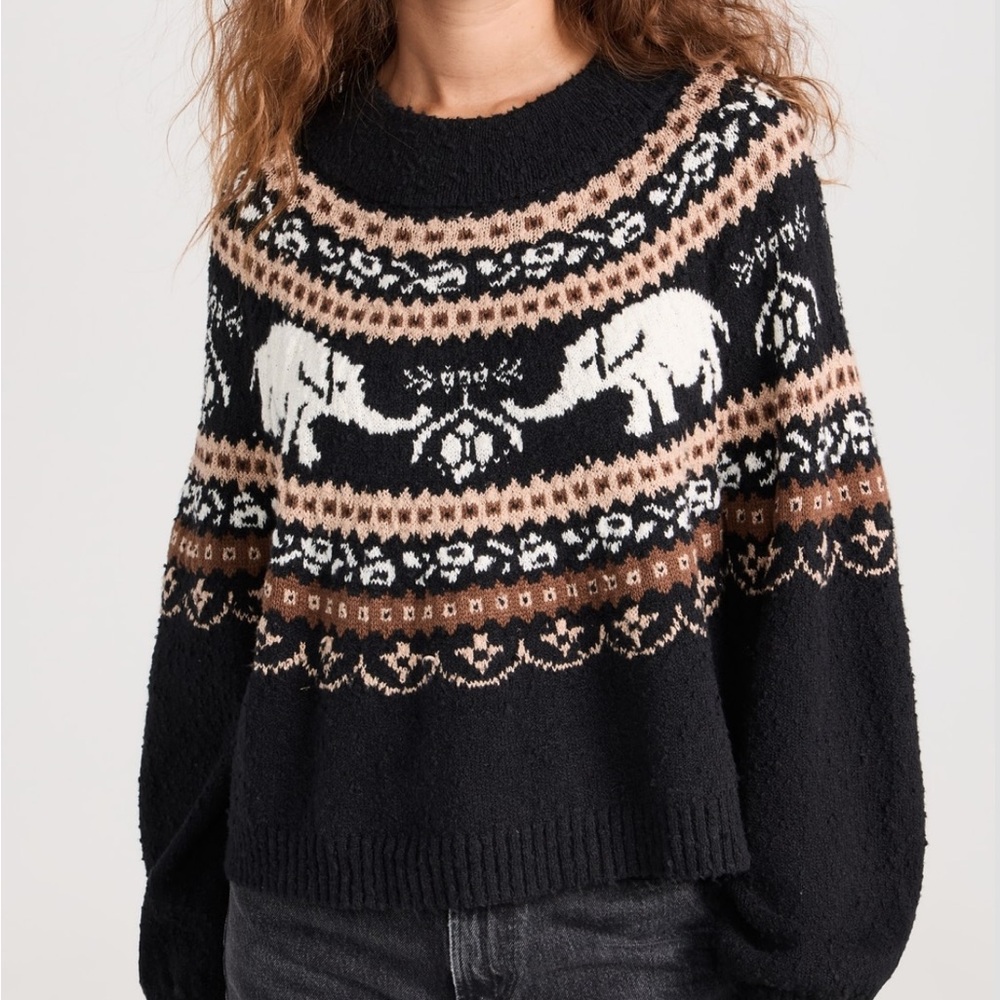 FREE PEOPLE Nellie Fair Isle Elephant Sweater size Medium - Picture 11 of 11